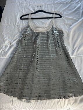 Free People Disco Fever Mini Slip - Silver Combo
